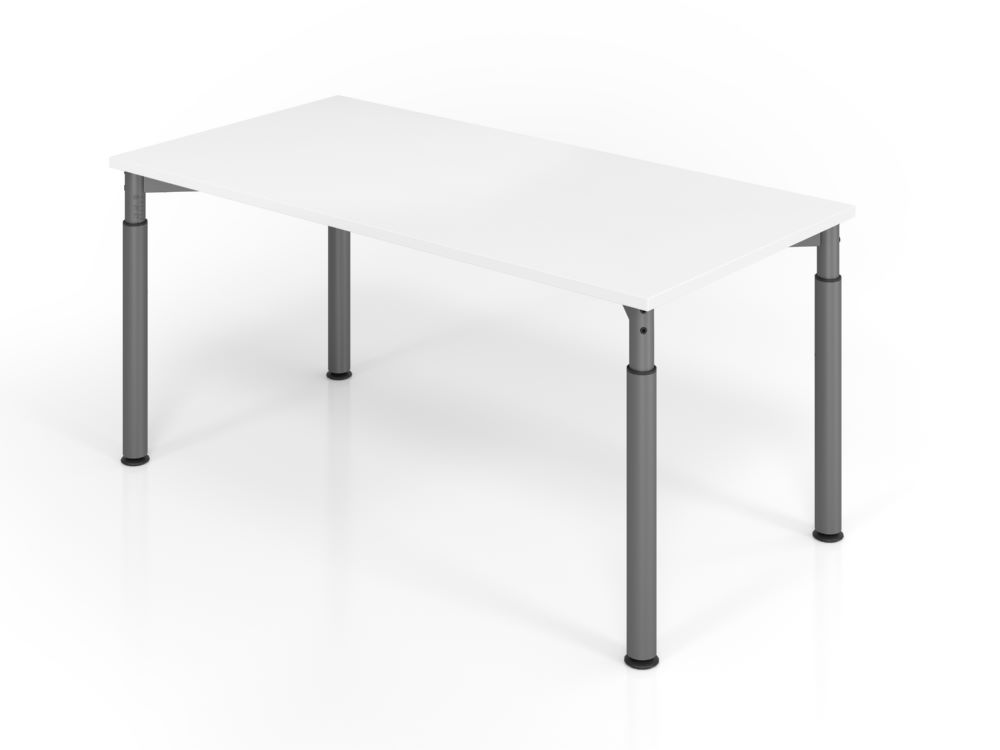 Produktbild Hammerbacher Schreibtisch 4-Fuß Gestell in Graphit 160 x 80 cm Weiß Arbeitshöhe 68 - 82 cm