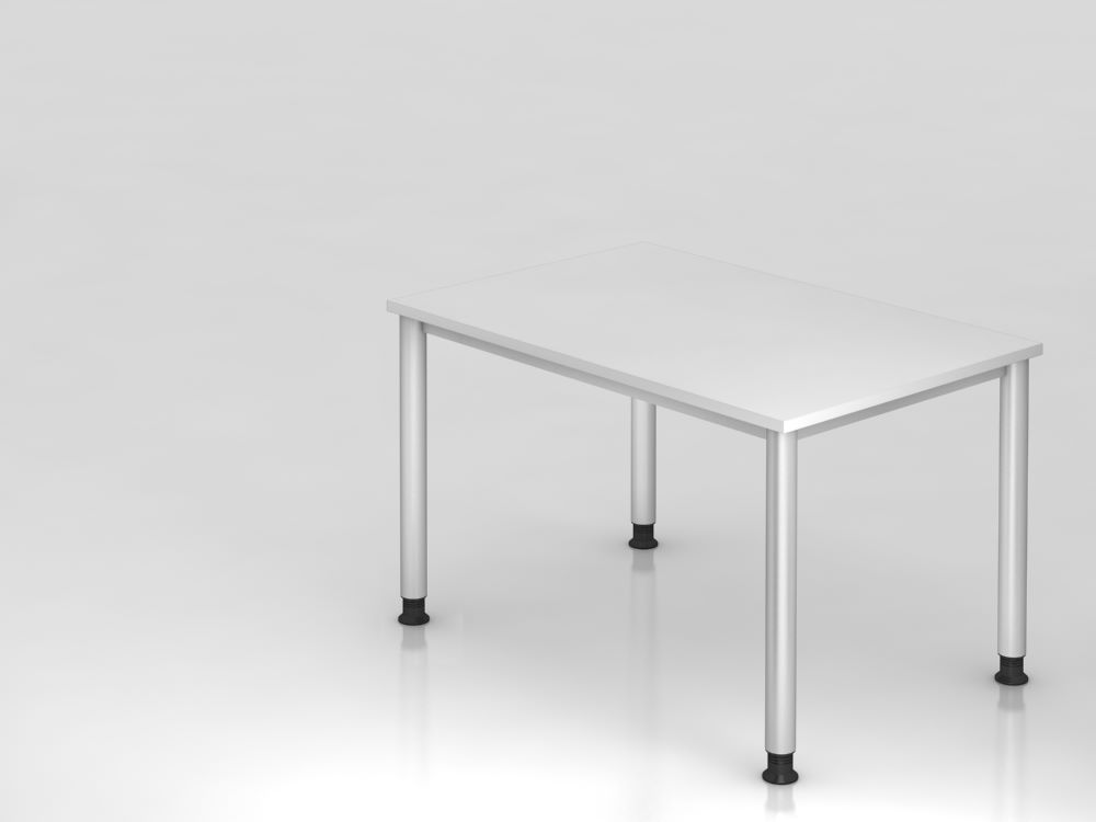 Produktbild Hammerbacher Schreibtisch 4-Fuß-Gestell in Silber 120 x 80 cm Weiß Platte 25 mm