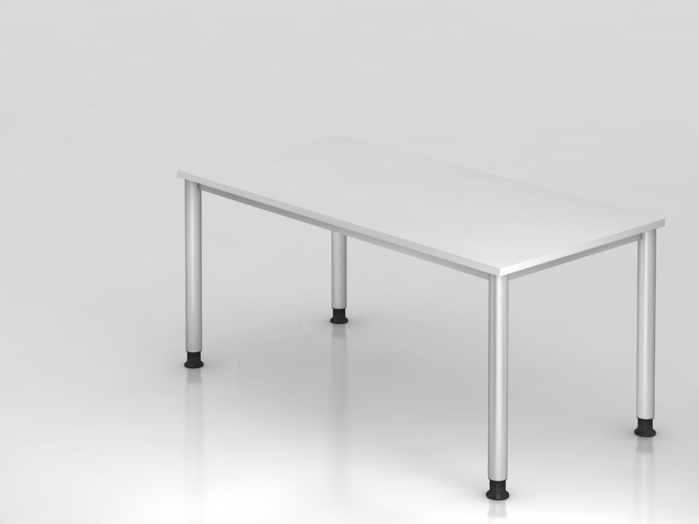 Produktbild Hammerbacher Schreibtisch 4 Fuß 160 x 80 cm Weiß / Silber stufenlos einstellbar