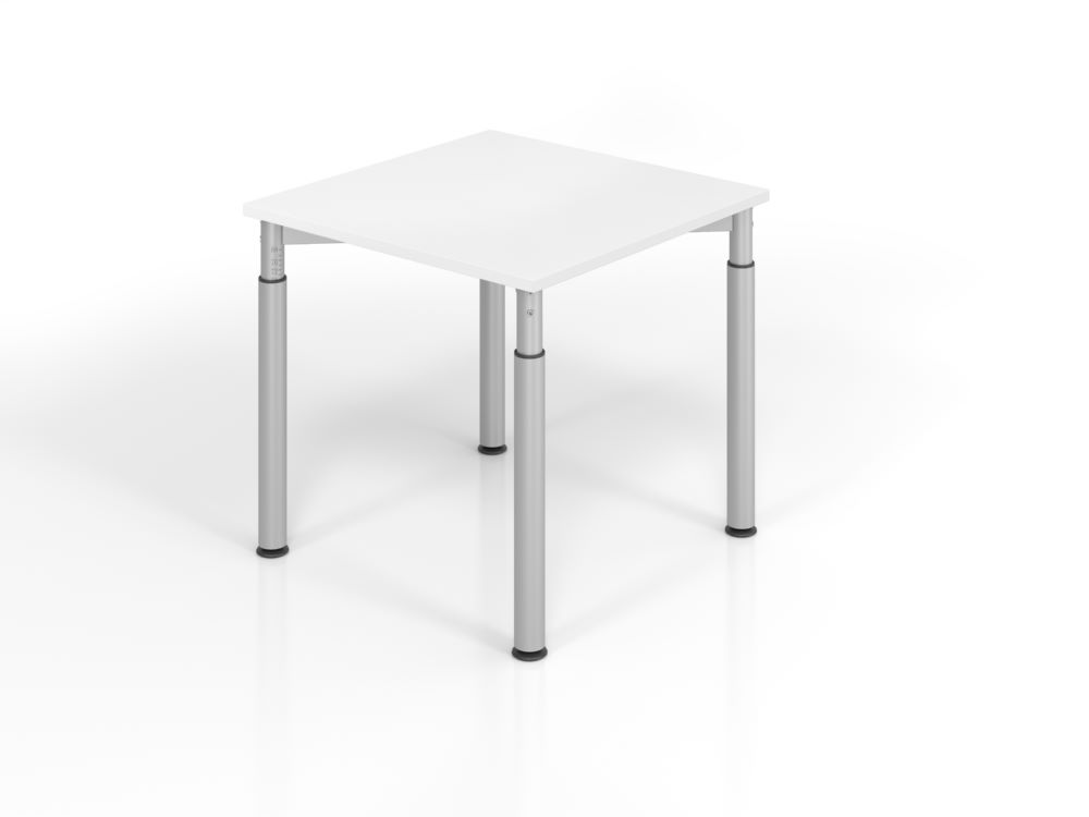 Produktbild Hammerbacher Schreibtisch Maße 80 x 80 cm Platte 25 mm Weiß Füße Silber