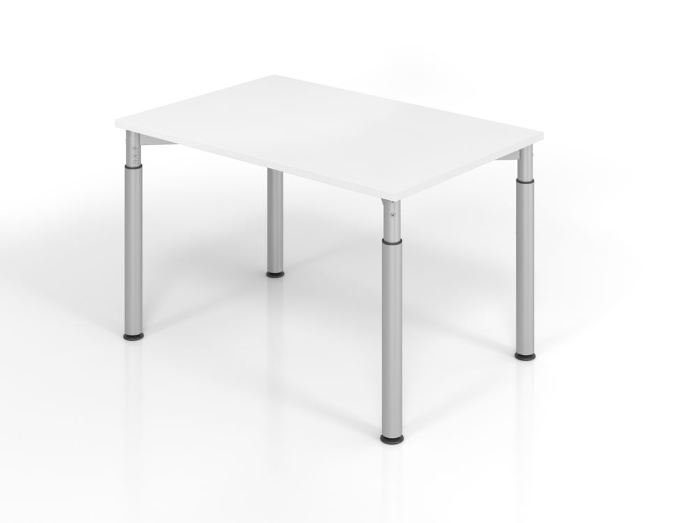 Produktbild Hammerbacher YS12 Schreibtisch 4 Fuß 120 x 80 cm Weiß / Silber höheneinstellbar