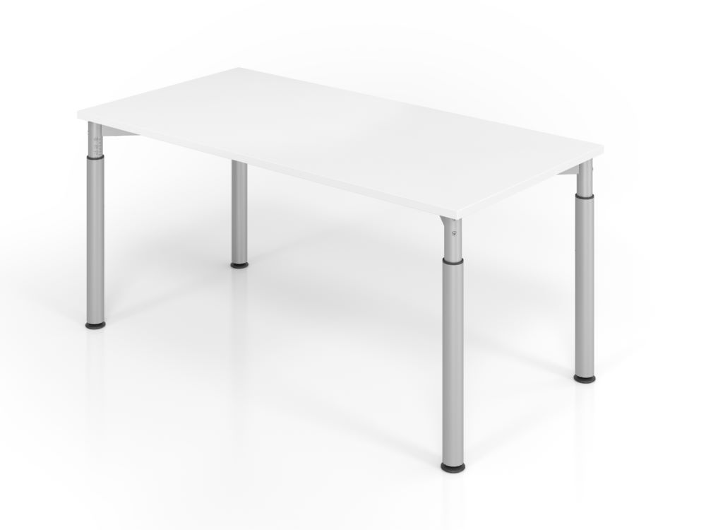 Produktbild Hammerbacher Schreibtisch YS16 4 Fuß 160 x 80 cm Weiß / Silber Arbeitshöhe 68 - 82 cm