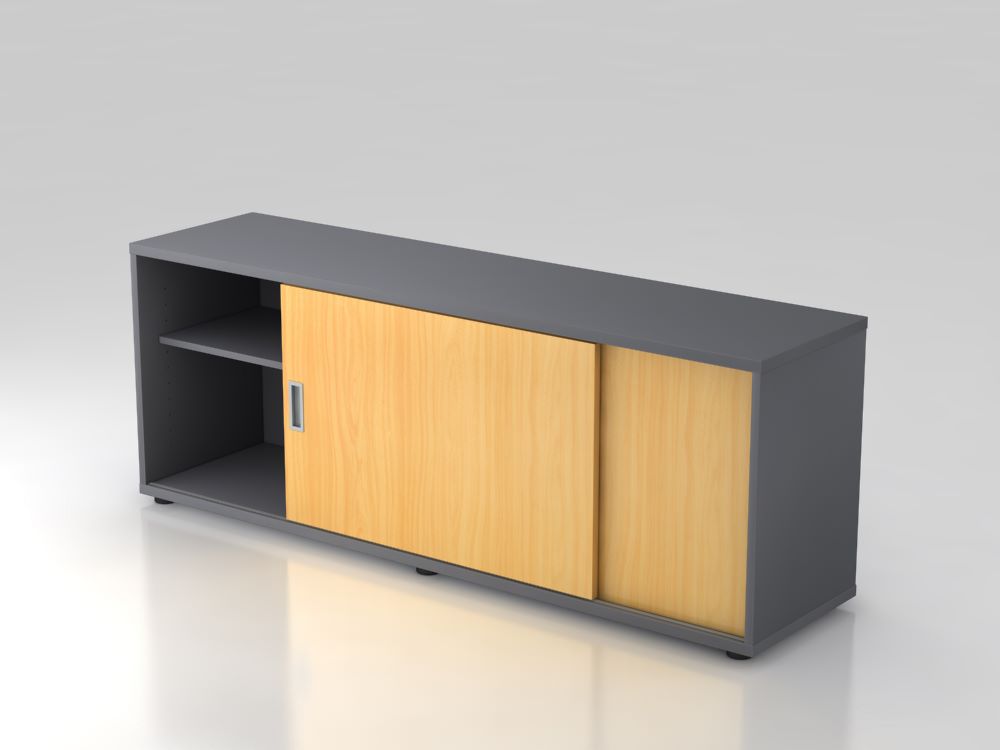 Produktbild Hammerbacher Sideboard 160 x 40 x 59,6 cm beidseitig nutzbar Graphit Buche