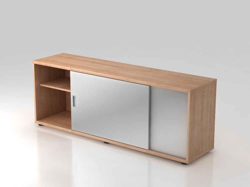 Produktbild Hammerbacher Sideboard 160 x 40 x 59,6 cm beidsseitig nutzbar Nussbaum Silber
