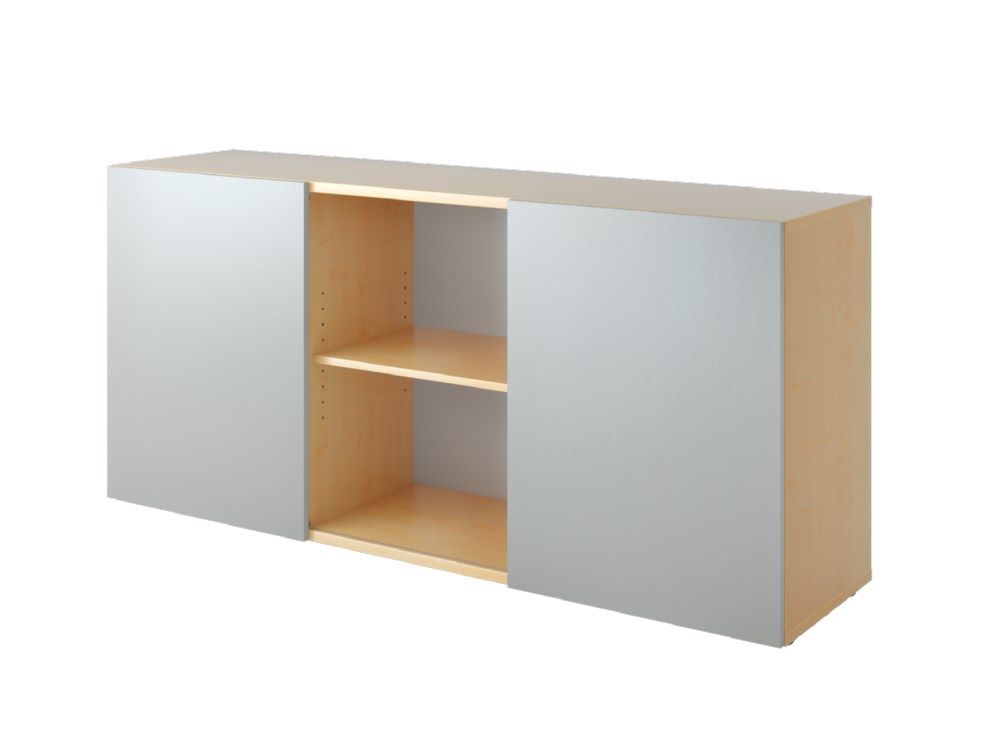 Produktbild Hammerbacher Sideboard 2OH mit Schiebetüren Ahorn/Silber Breite 160 x Tiefe 42 x Höhe 74,8 cm