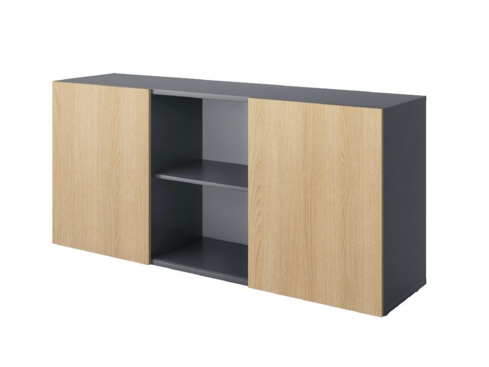 Produktbild Hammerbacher Sideboard 2 OH mit Schiebetüren Graphit / Eiche Breite 160 cm
