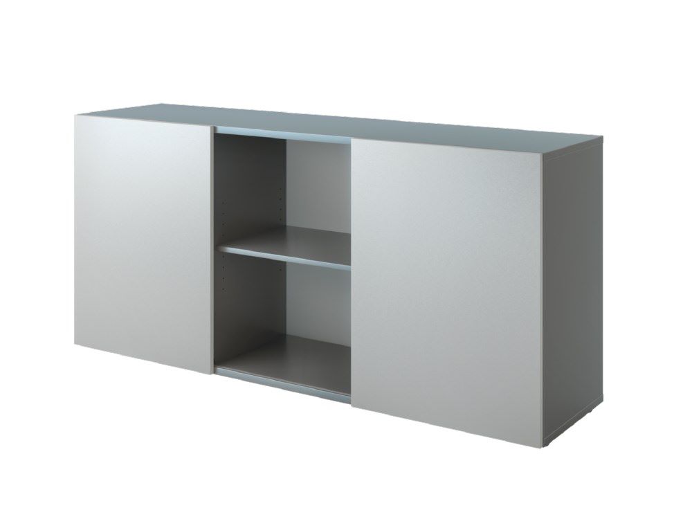 Produktbild Hammerbacher Sideboard 2 OH mit Schiebetüren B 160 x T 42 x H 74,8 cm Graphit / Silber
