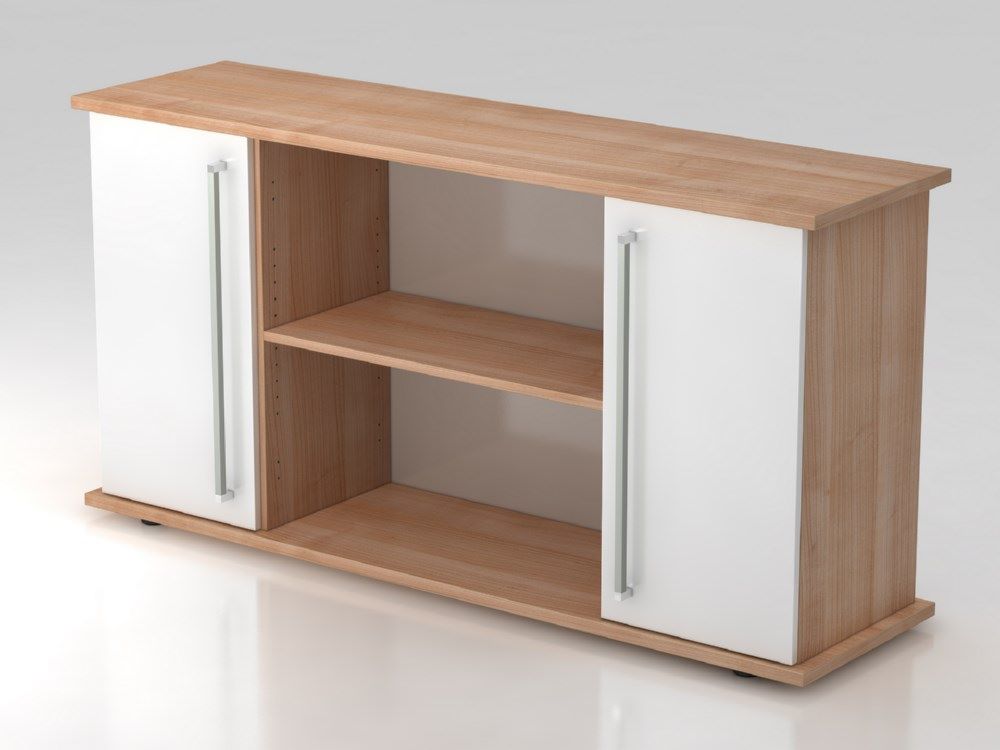 Produktbild Hammerbacher Sideboard 2 Türen Breite 166 cm CE in Nussbaum / Weiß