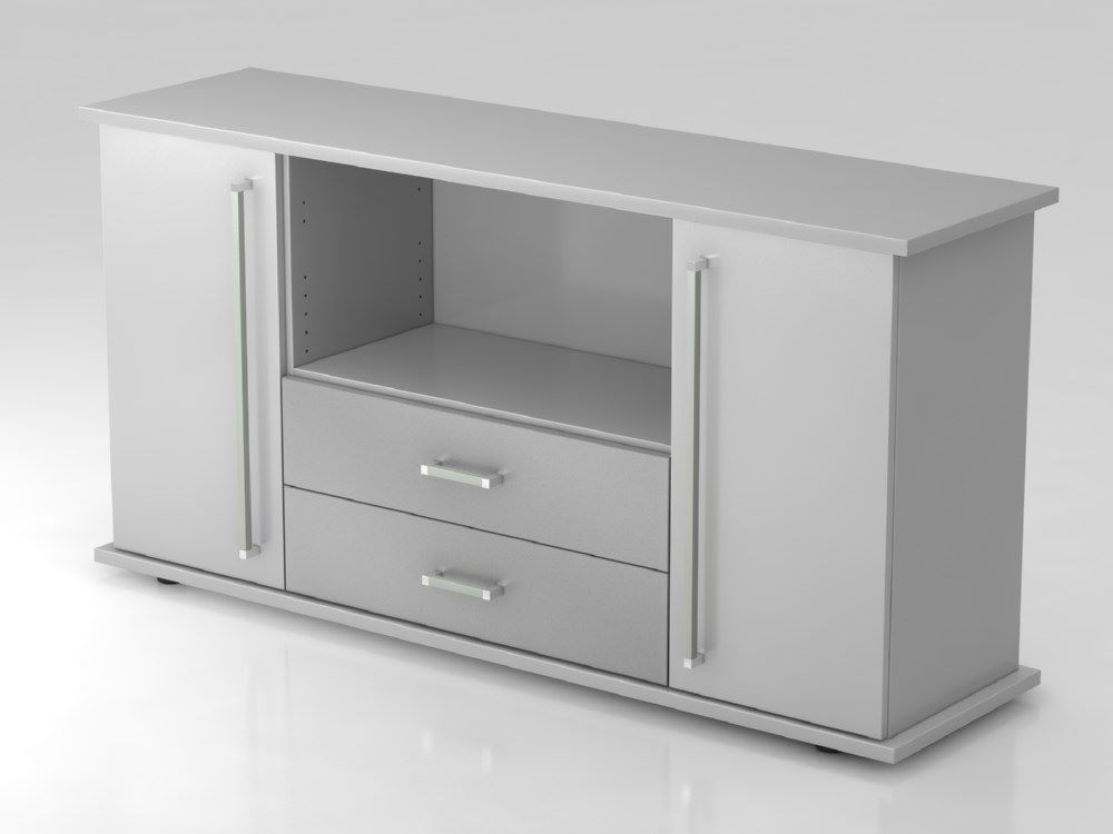 Produktbild Hammerbacher Sideboard 2 Türen Breite 166 x Tiefe 44 cm 2 Schubkasten CE Grau