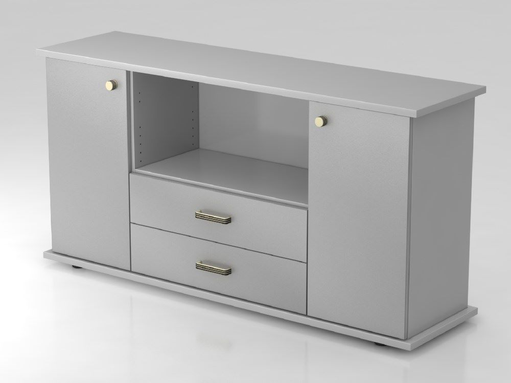 Produktbild Hammerbacher Sideboard 2 Türen 2 Schubkasten SG in Grau / Silber