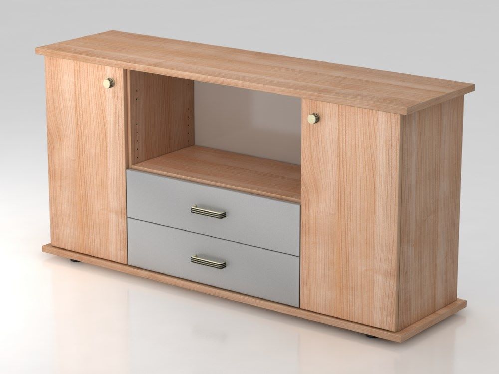 Produktbild Hammerbacher Sideboard 2 Türen 2 Schubkasten SG Nussbaum B 166,1 x T 44,8 x H 84 cm