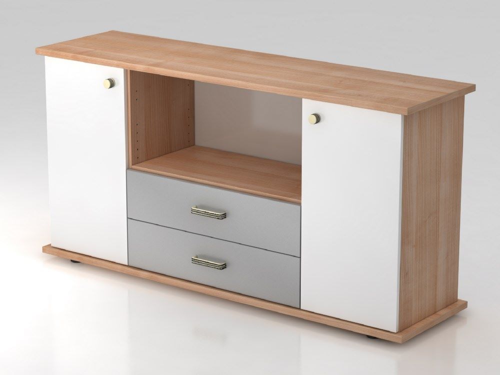 Produktbild Hammerbacher Sideboard 2 Türen 2 Schubkasten SG Nussbaum / Weiß