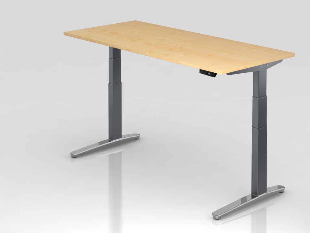Produktbild Hammerbacher Sitz-Steh-Schreibtisch 180 x 80 cm Ahorn Arbeitshöhe 65 - 130 cm