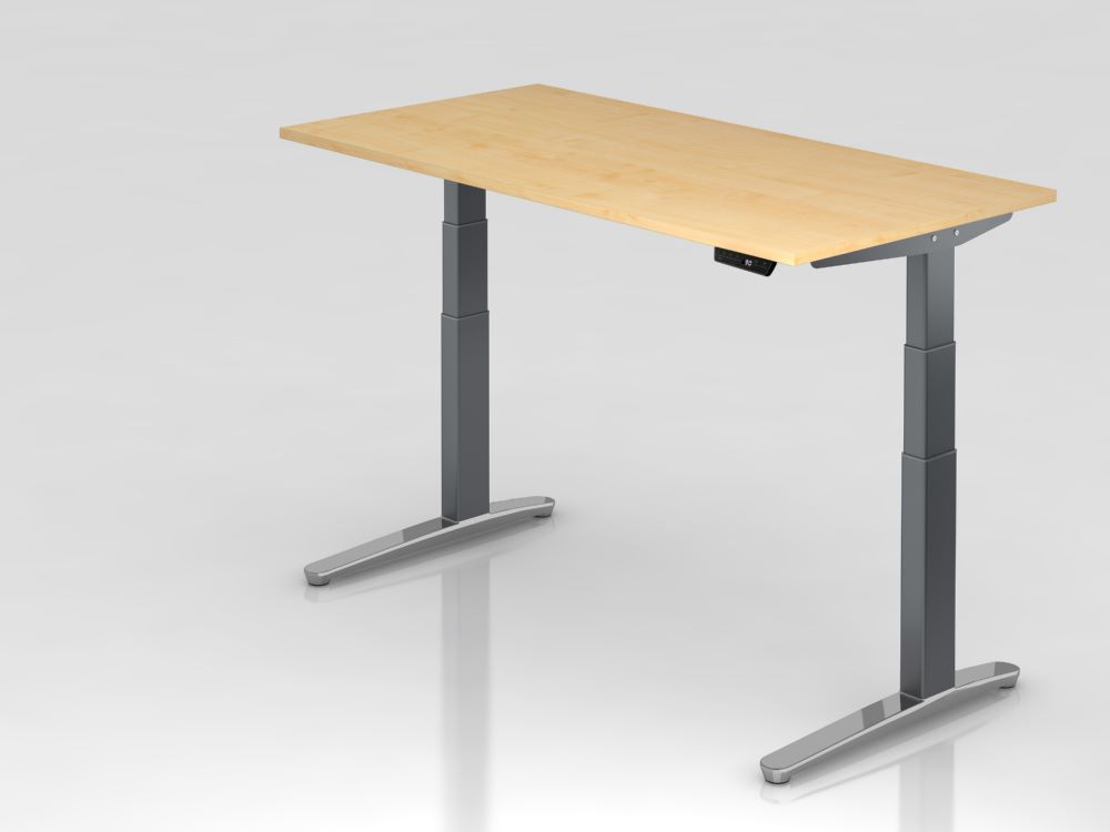 Produktbild Hammerbacher Sitz-Steh-Schreibtisch XBHM16 160 x 80 cm Ahorn Platte 25 mm