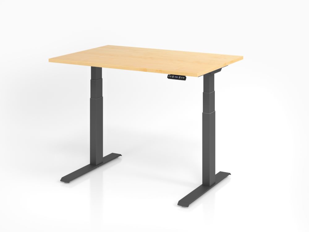 Produktbild Hammerbacher Sitz-Steh-Schreibtisch 120 x 80 cm Ahorn / Graphit Höhe 64 - 129 cm