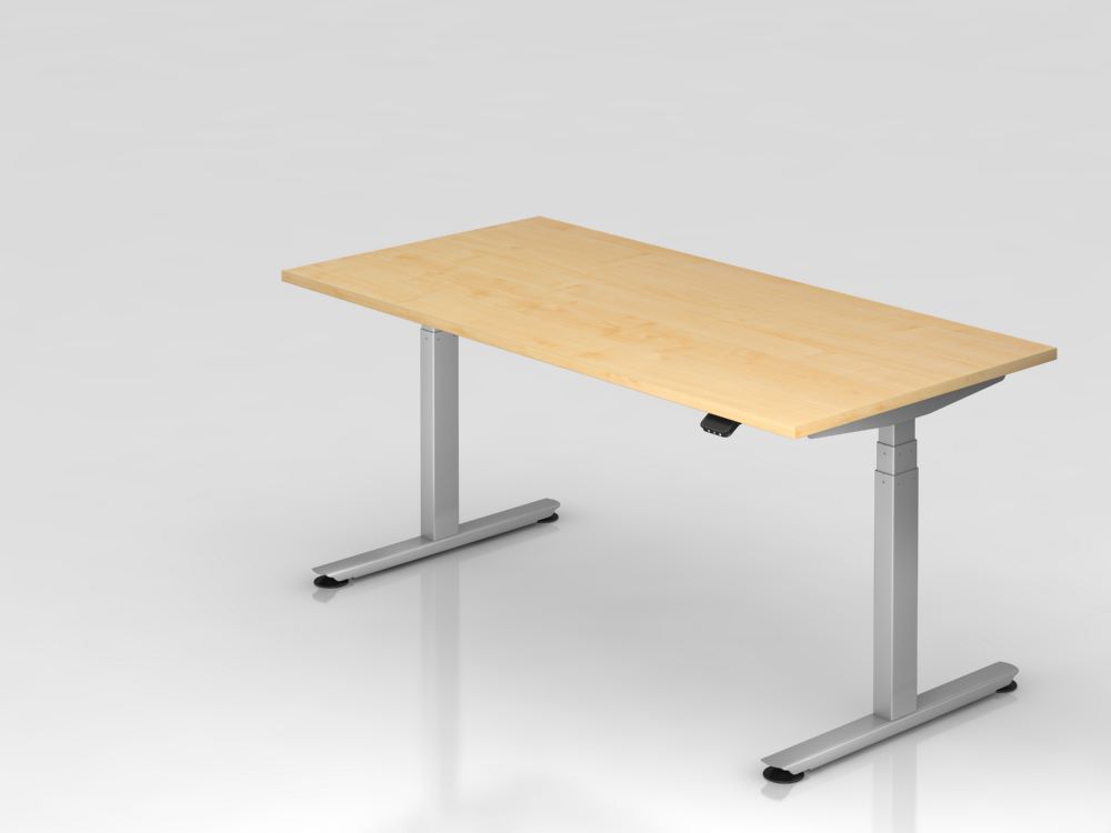 Produktbild Hammerbacher Sitz Steh Schreibtisch 160 x 80 cm Ahorn Arbeitshöhe 63-127 cm