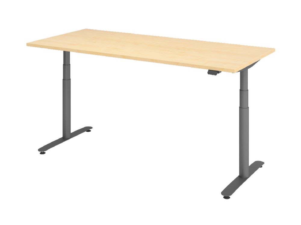 Produktbild Hammerbacher Sitz-Steh-Schreibtisch 180 x 80 cm Ahorn T-Fuß in Graphit