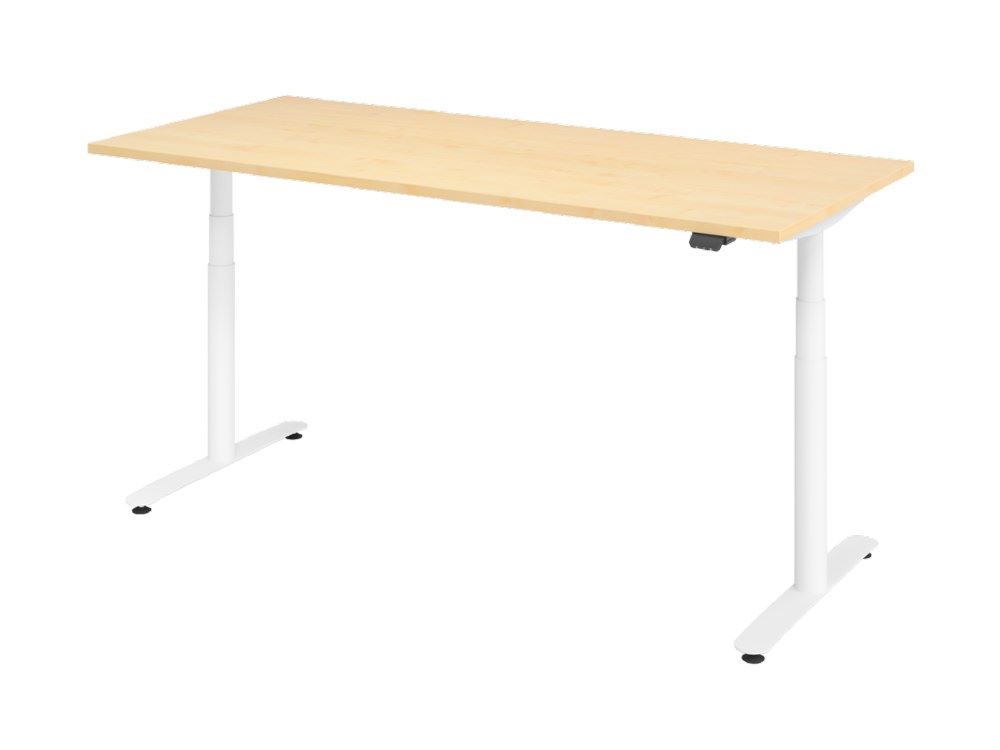 Produktbild Hammerbacher XDLR19 Sitz-Steh-Schreibtisch 180 x 80 cm Ahorn T-Fuß in Weiß