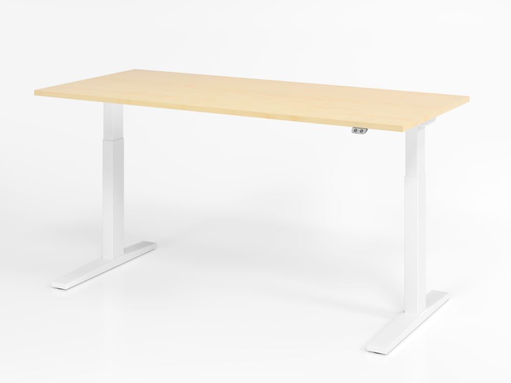 Produktbild Hammerbacher Sitz Steh Schreibtisch 180 x 80 cm Ahorn Höhe 70 - 120 cm höhenverstellbar