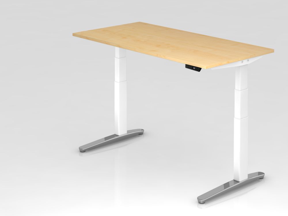 Produktbild Hammerbacher Sitz-Steh-Schreibtisch XBHM16 elektrisch 160 x 80 cm Ahorn Weiß