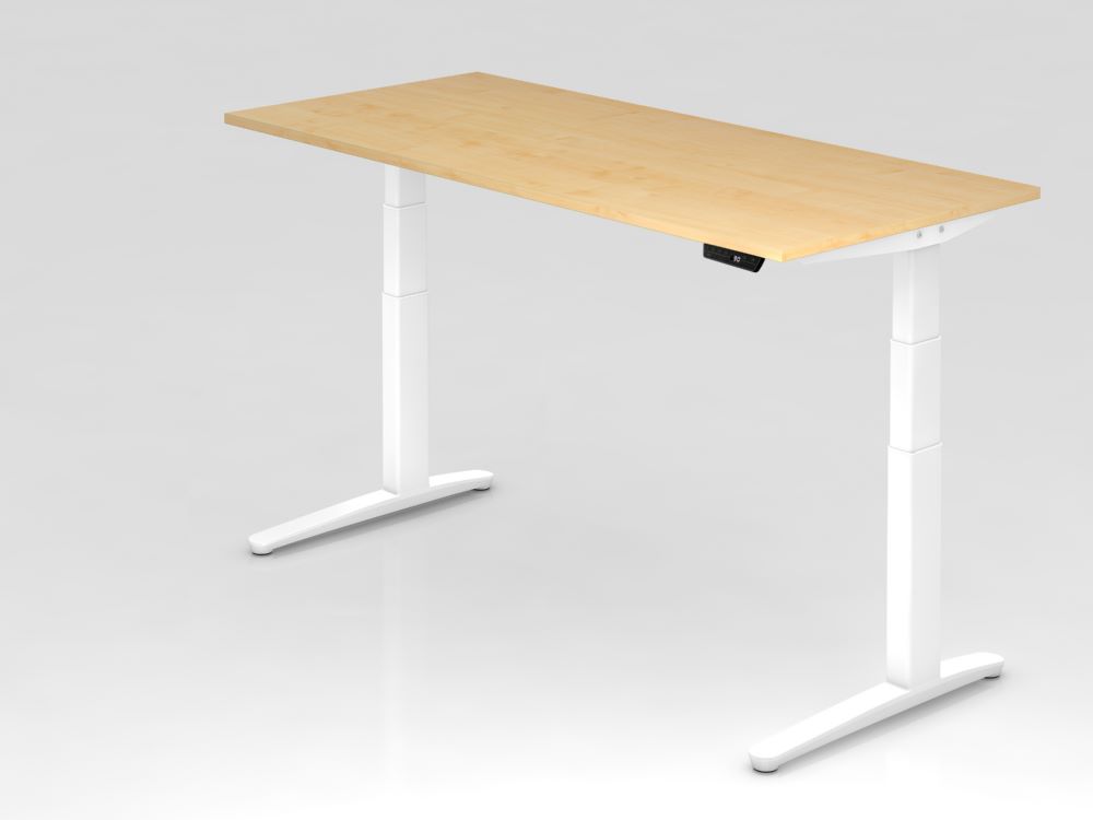 Produktbild Hammerbacher Sitz-Steh-Schreibtisch 180 x 80 cm Ahorn Weiß Elektroantrieb 2-stufig