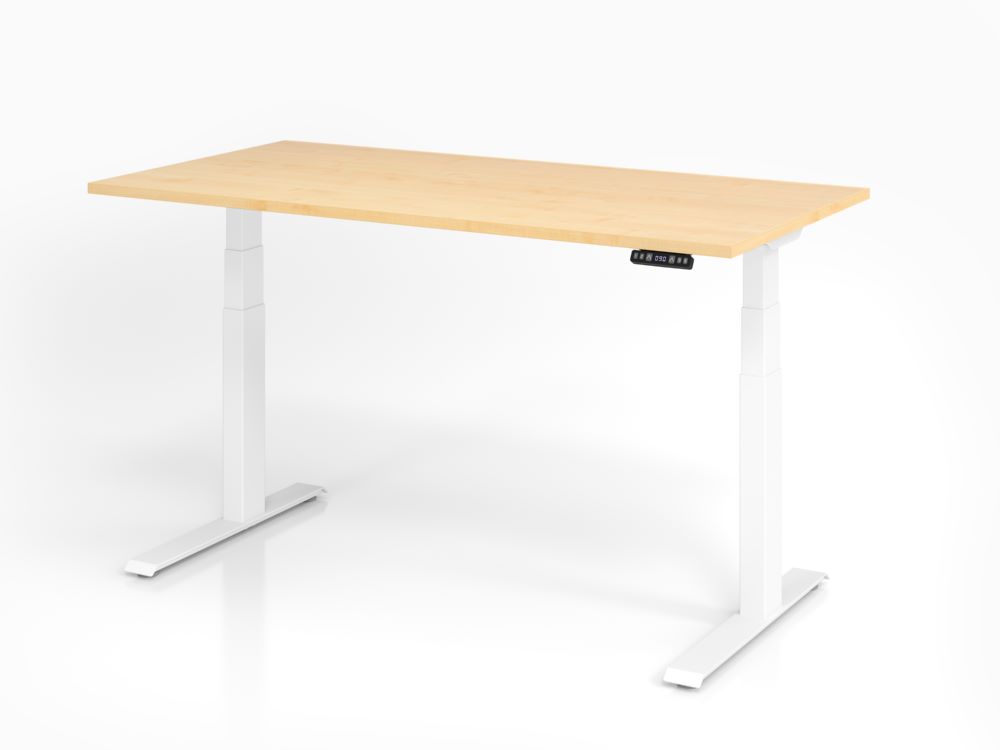 Produktbild Hammerbacher Sitz Steh-Schreibtisch XDKB16 160 x 80 cm Ahorn / Weiß Platte 25 mm