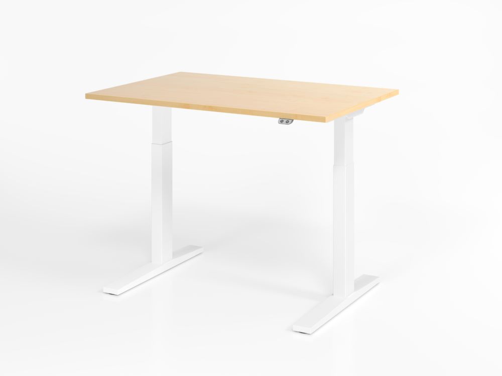 Produktbild Hammerbacher Sitz Steh Schreibtisch XMKA12 120 x 80 cm Ahorn Weiß elektrisch höhenverstellbar