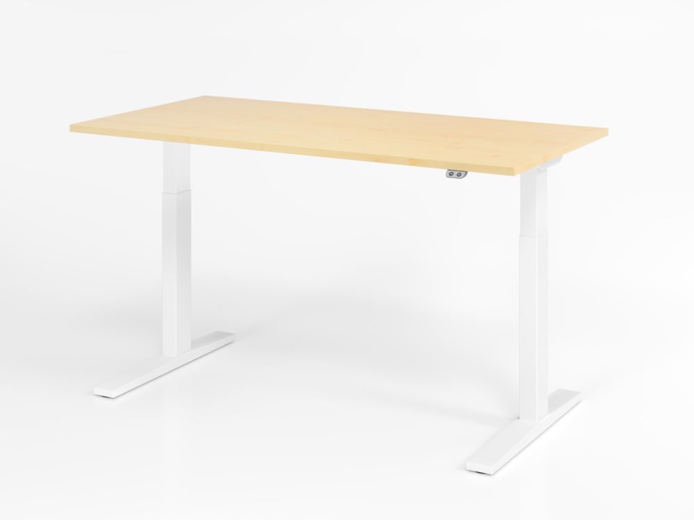 Produktbild Hammerbacher Sitz Steh Schreibtisch 160 x 80 cm Ahorn höhenverstellbar Höhe 70 - 120 cm