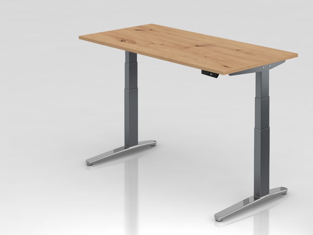 Produktbild Hammerbacher Sitz-Steh-Schreibtisch 160 x 80 cm Arbeitshöhe 65-130 cm