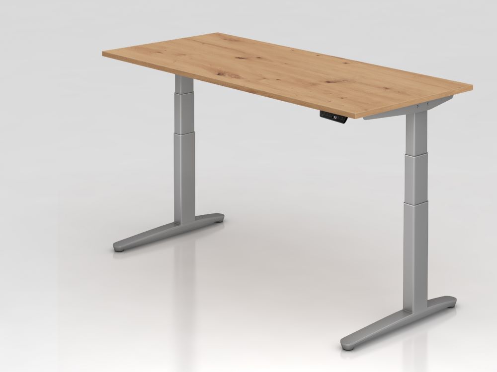 Produktbild Hammerbacher Sitz-Steh-Schreibtisch 180 x 80 cm XBHM19 Höhe 65 - 130 cm C-Fuß Gestell