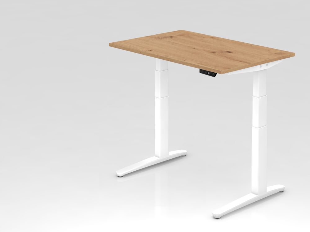 Produktbild Hammerbacher Sitz-Steh-Schreibtisch 120 x 80cm Arbeitshöhe 65 - 130 cm