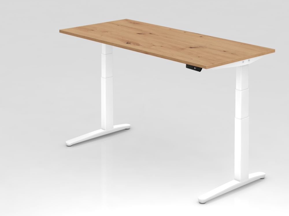 Produktbild Hammerbacher Sitz-Steh-Schreibtisch XBHM19 C-Fuß Gestell 180 x 80 cm Höhe 65 - 130 cm