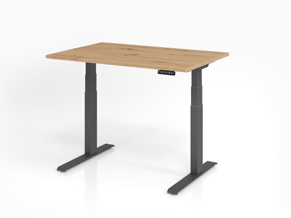 Produktbild Hammerbacher Sitz-Steh-Schreibtisch 120 x 80 cm Asteiche Höhe 64 - 129 cm