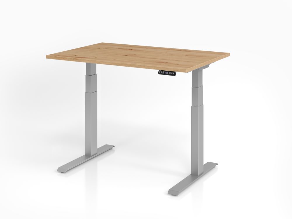 Produktbild Hammerbacher Sitz-Steh-Schreibtisch höhenverstellbar 120 x 80 cm Asteiche