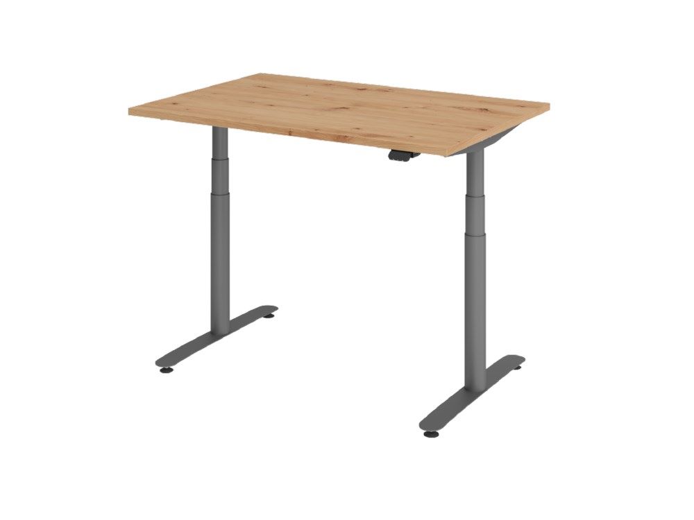 Produktbild Hammerbacher Sitz-Steh-Schreibtisch XDLR12 120 x 80 cm Asteiche Arbeitshöhe 63 - 127 cm