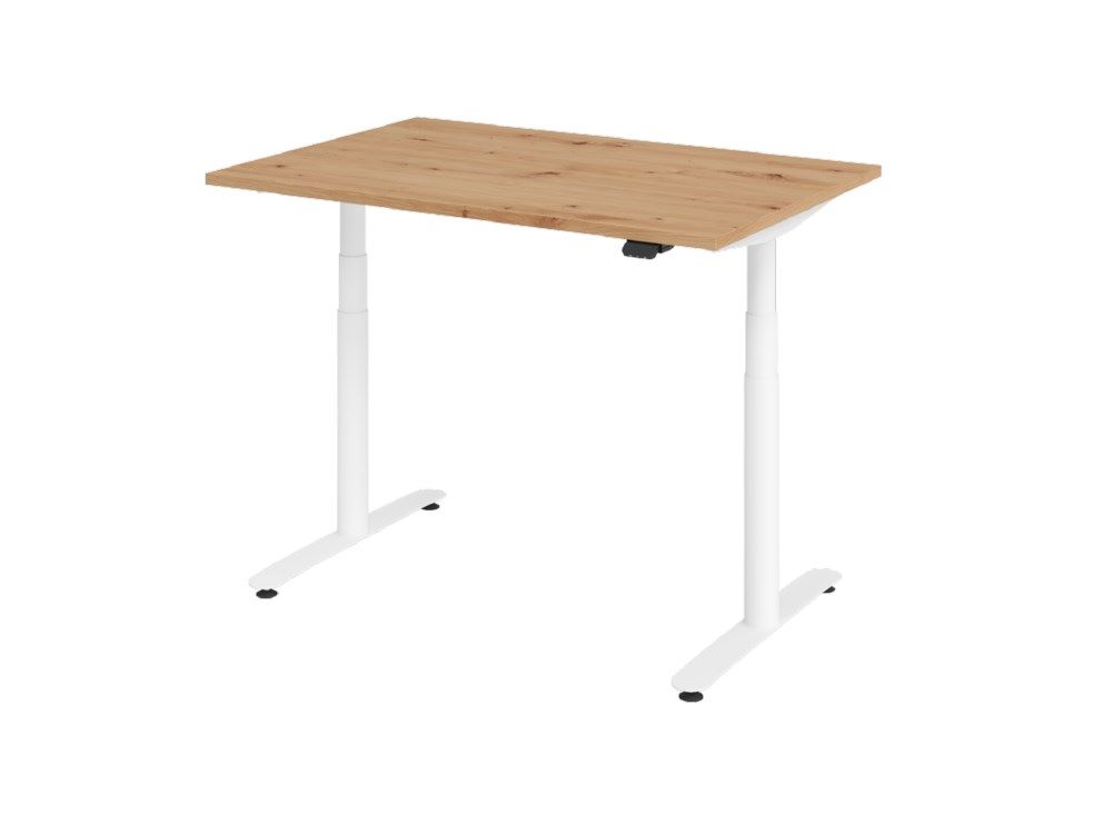 Produktbild Hammerbacher Sitz-Steh-Schreibtisch 120 x 80 cm Asteiche Arbeitshöhe 63 - 127 cm