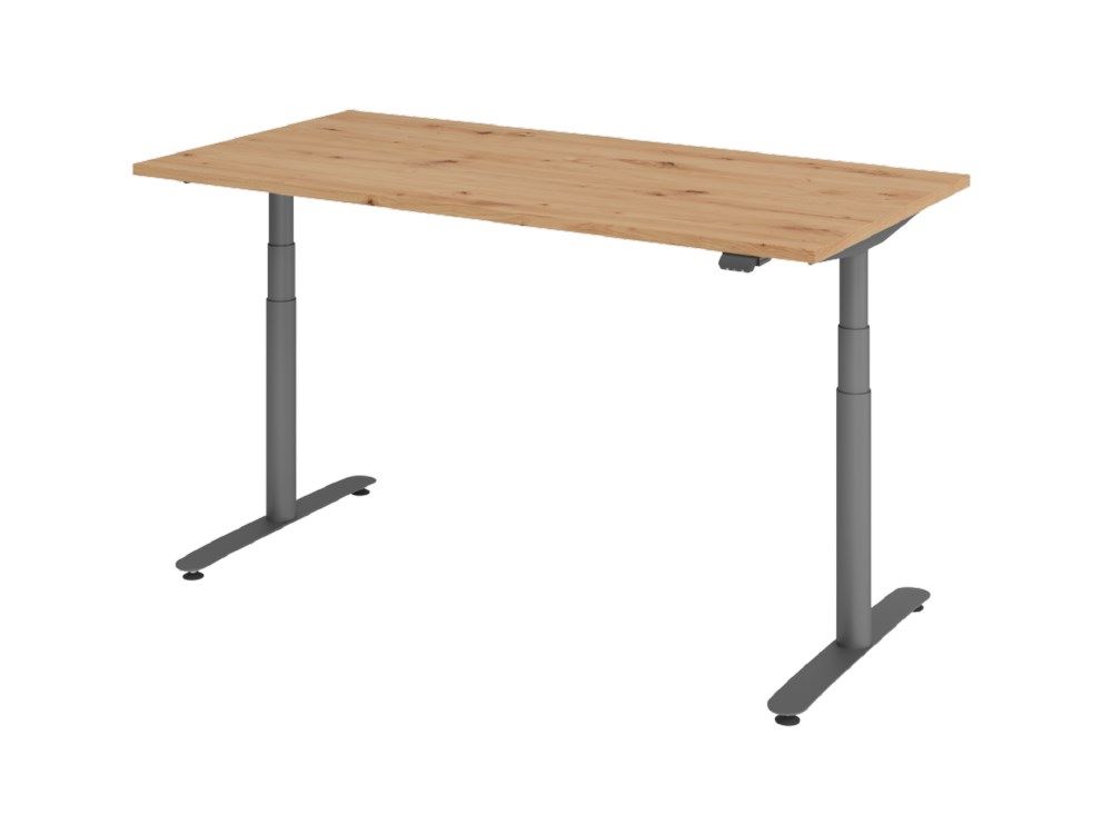 Produktbild Hammerbacher Sitz-Steh-Schreibtisch 160 x 80 cm Asteiche