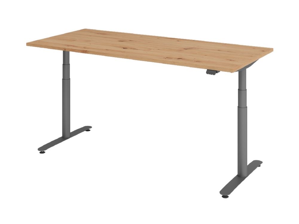 Produktbild Hammerbacher XDLR19 Sitz-Steh-Schreibtisch Elektroantrieb 2 stufig 180 x 80 cm Asteiche