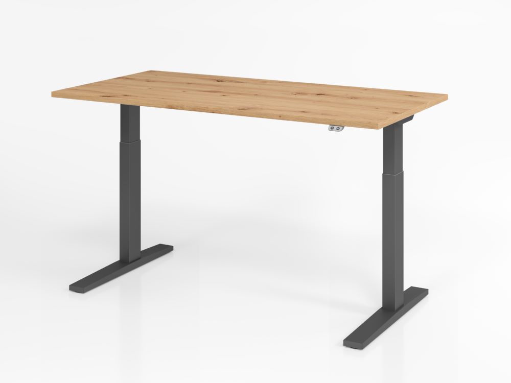 Produktbild Hammerbacher Sitz-Steh Schreibtisch Elektroantrieb 160x80cm Asteiche Arbeitshöhe 70 - 120 cm
