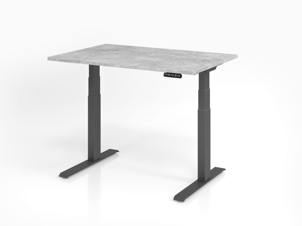Produktbild Hammerbacher Sitz Steh-Schreibtisch XDKB12 120 x 80 cm Beton 25 mm höhenverstellbar
