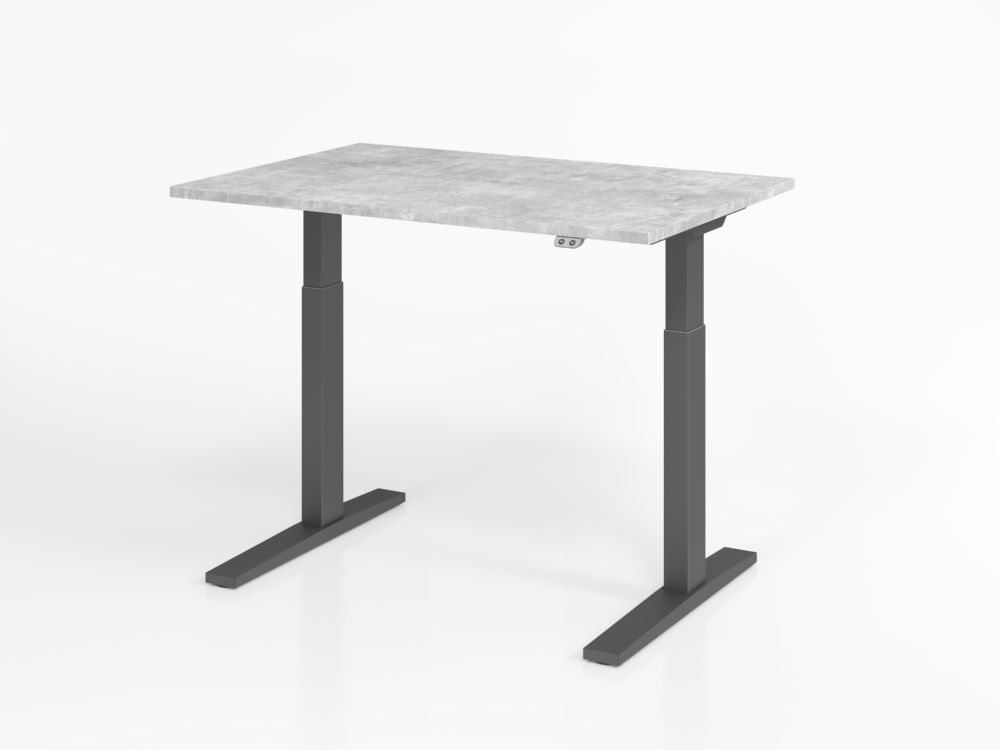 Produktbild Hammerbacher Sitz StehS chreibtisch XMKA12 120 x 80 cm Beton Arbeitshöhe 70 - 120 cm
