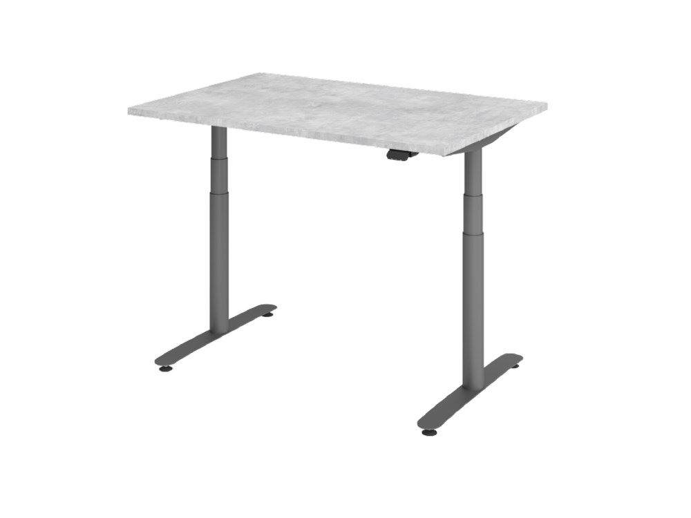 Produktbild Hammerbacher Sitz-Steh-Schreibtisch 120 x 80 cm Beton T-Fuß in Graphit