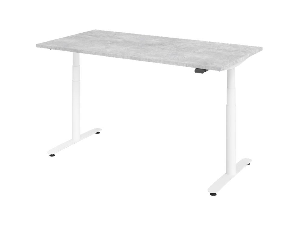 Produktbild Hammerbacher XDLR16 Sitz-Steh-Schreibtisch 160 x 80 cm Beton T-Fuß in Weiß
