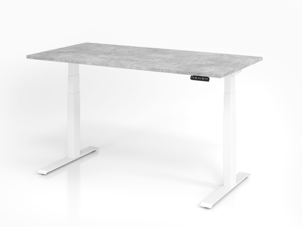 Produktbild Hammerbacher Sitz-Steh-Schreibtisch XDKB16 160 x 80 cm Beton / Weiß