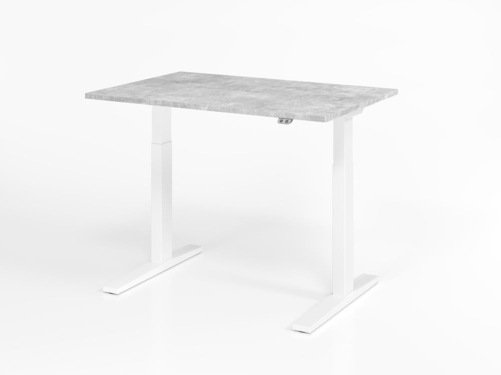 Produktbild Hammerbacher Sitz Steh Schreibtisch XMKA12 120 x 80 cm Beton Weiß Platte 25 mm Elektroantrieb