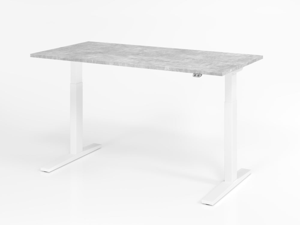Produktbild Hammerbacher Sitz-Steh-Schreibtisch Elektroantrieb 1-stufig 160 x 80 cm Beton / Weiß