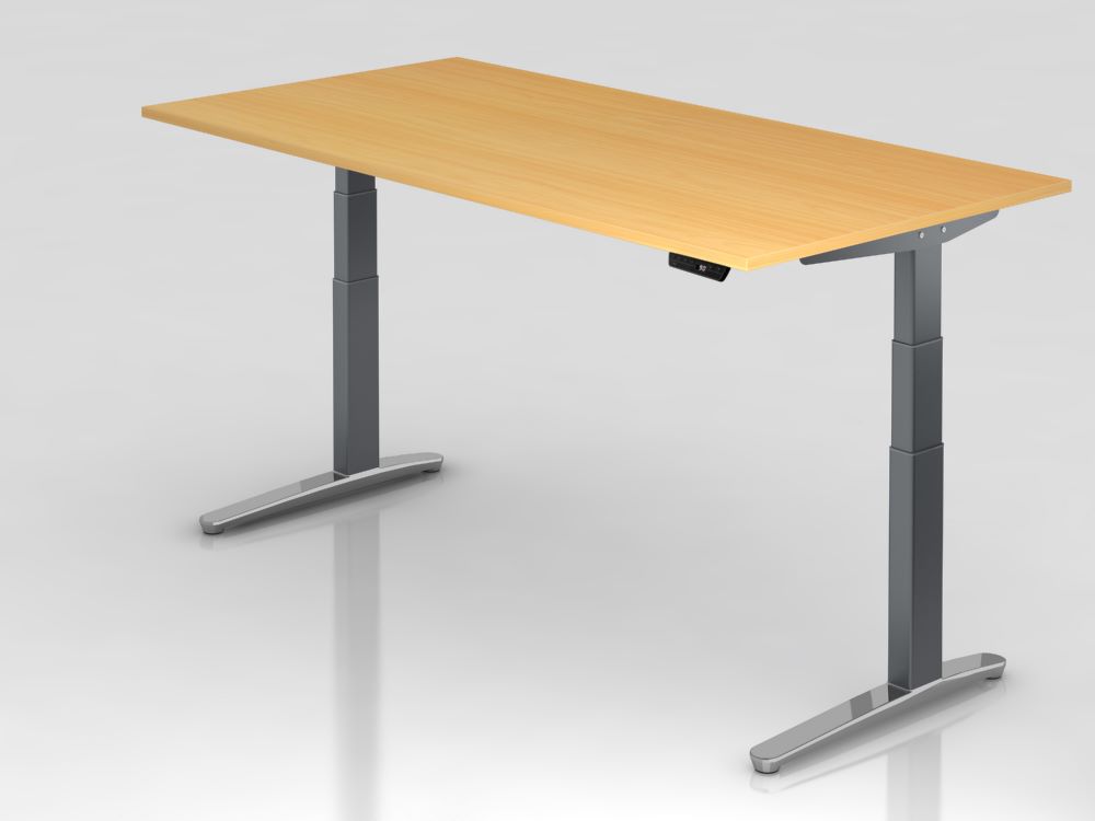 Produktbild Hammerbacher Sitz-Steh-Schreibtisch 200 x 100 cm Bucheplatte 25 mm