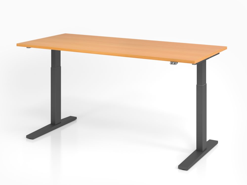 Produktbild Hammerbacher Sitz-Steh Schreibtisch XMKA19 180 x 80 cm Buche Platte 25 mm