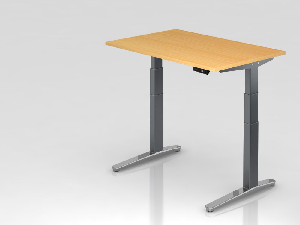 Produktbild Hammerbacher Sitz-Steh-Schreibtisch XBHM12 120 x 80 cm Buche Platte 25 mm