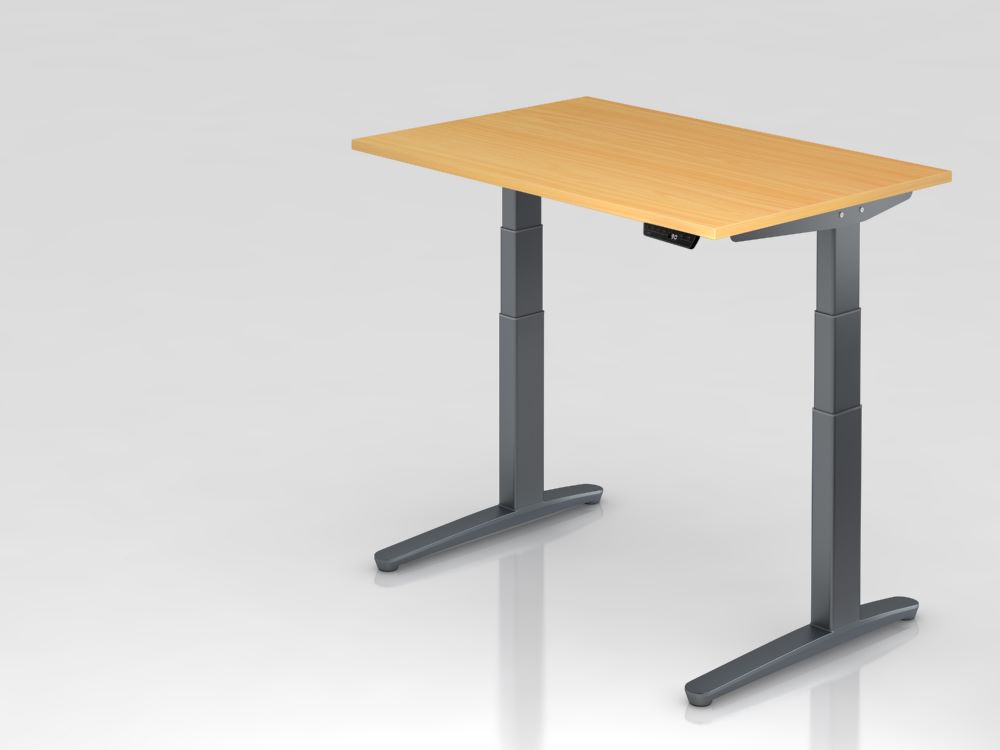 Produktbild Hammerbacher Sitz-Steh-Schreibtisch elektrisch höhenverstellbar 120 x 80 cm Buche